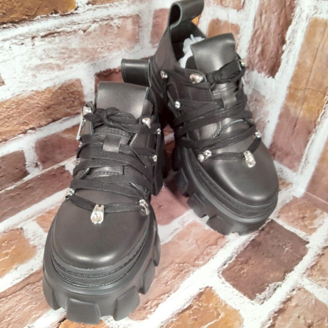 AIVER（xxs） ライトソールレースブーツ 厚底 スニーカー 黒 - メルカリ