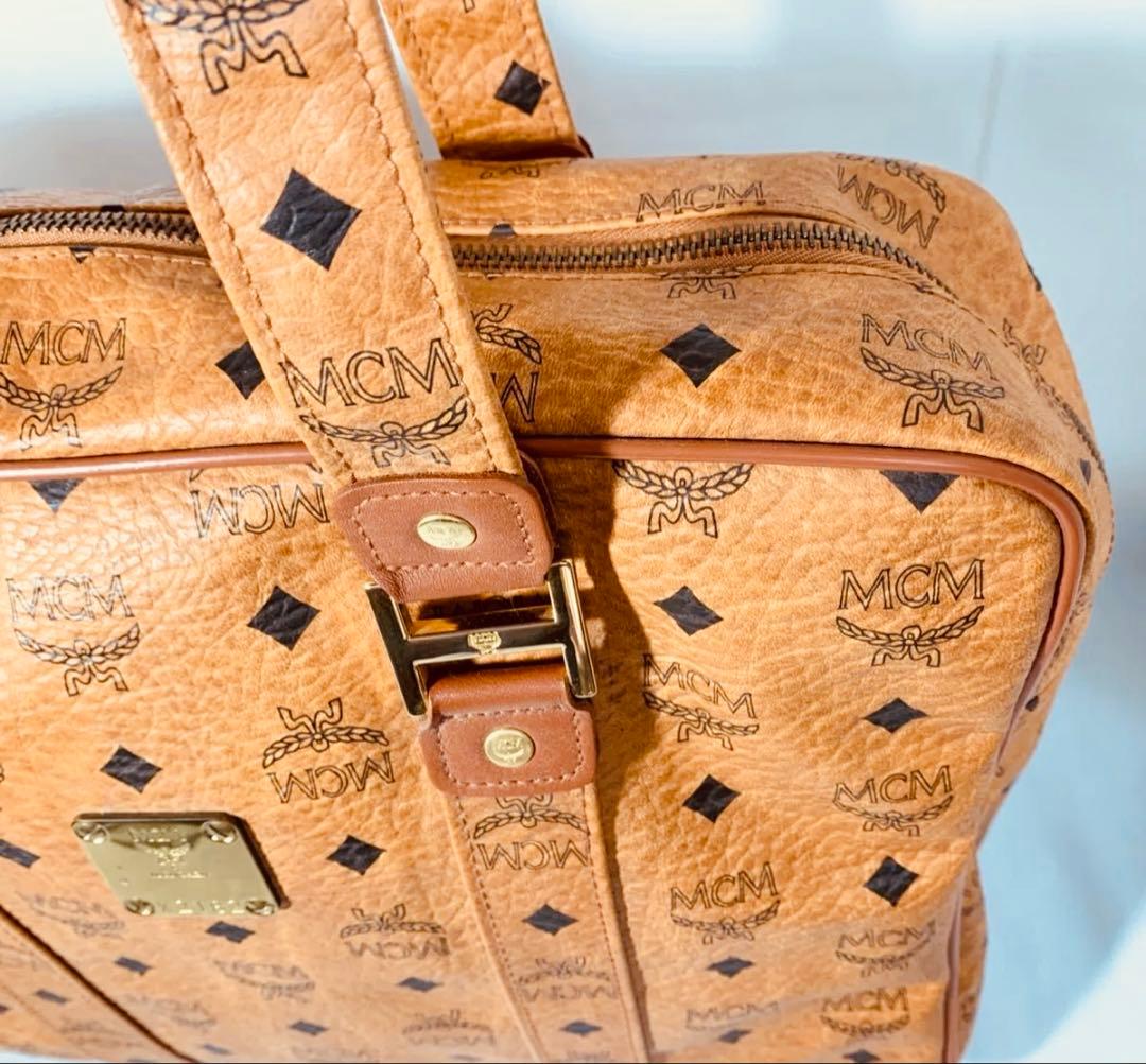 MCM ロゴプリント トートバッグ ベージュ ショルダーバック