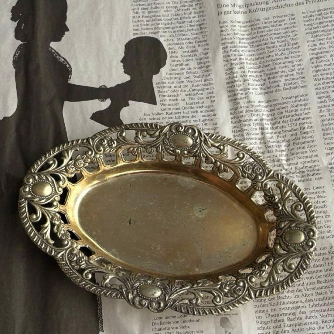 フランス】ca.1900 アンティーク トレイ ヴィクトリアン シルバー色