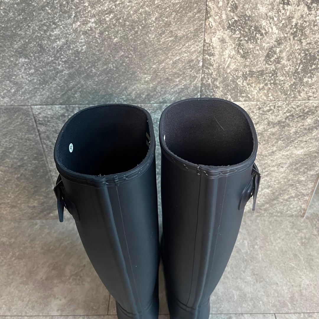 【新品】HUNTER ブラック 長靴 ロングレインブーツ　23.5cm バックル