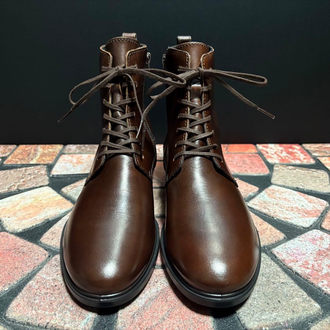 エコー ショートブーツ クラシック 15 本革 サイドジップ　24.0cm 茶