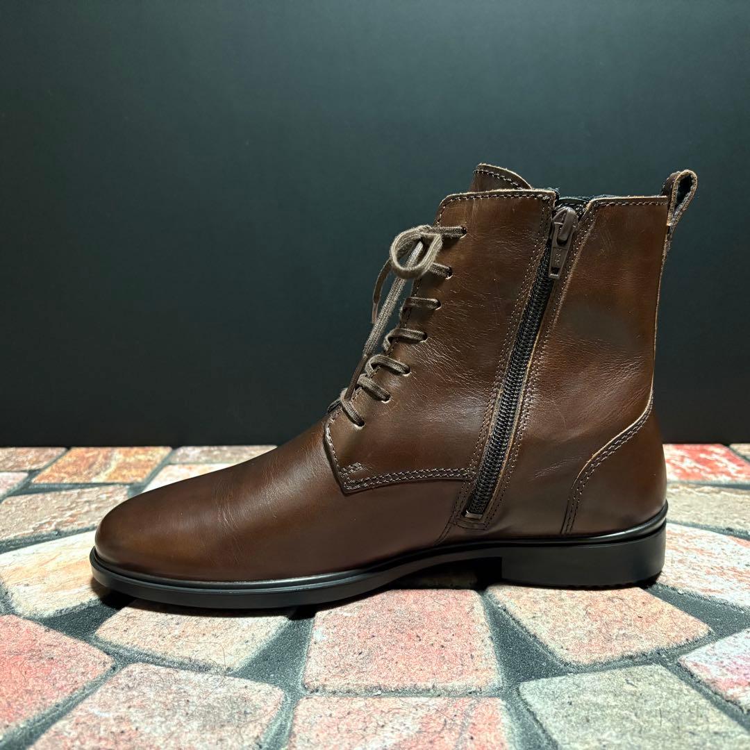 エコー ショートブーツ クラシック 15 本革 サイドジップ　24.0cm 茶