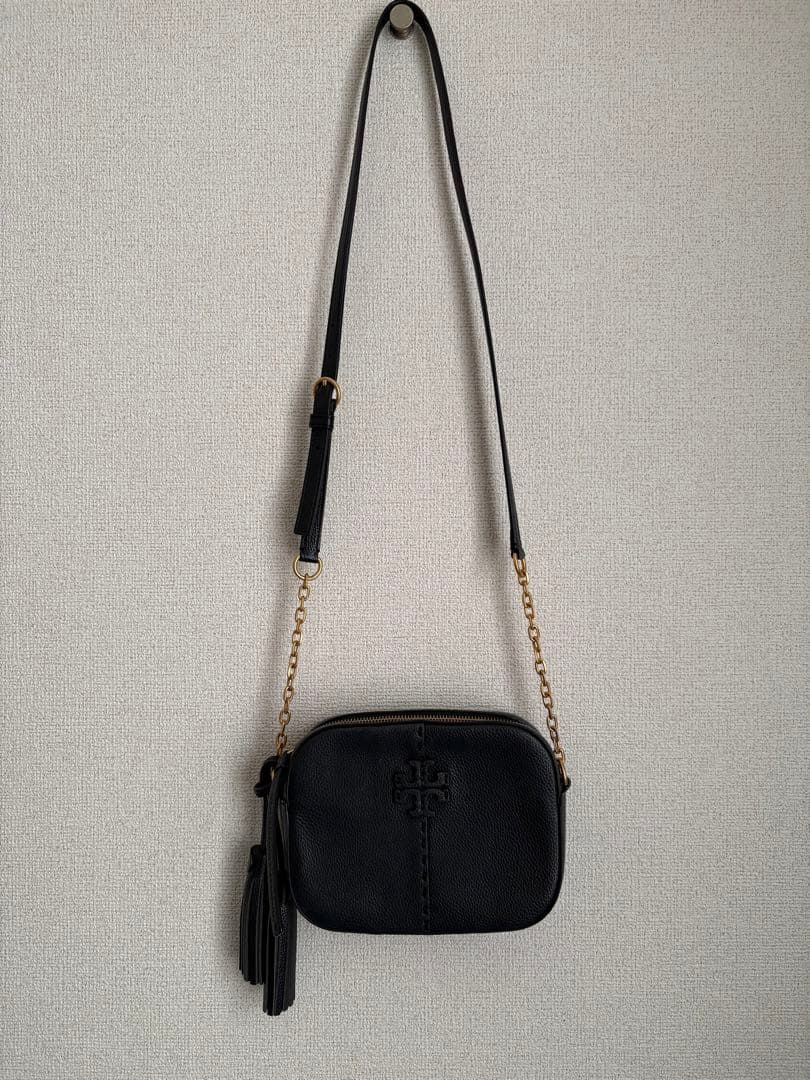 トリーバーチ】ブラックレザーショルダーバッグ タッセル付き - メルカリ