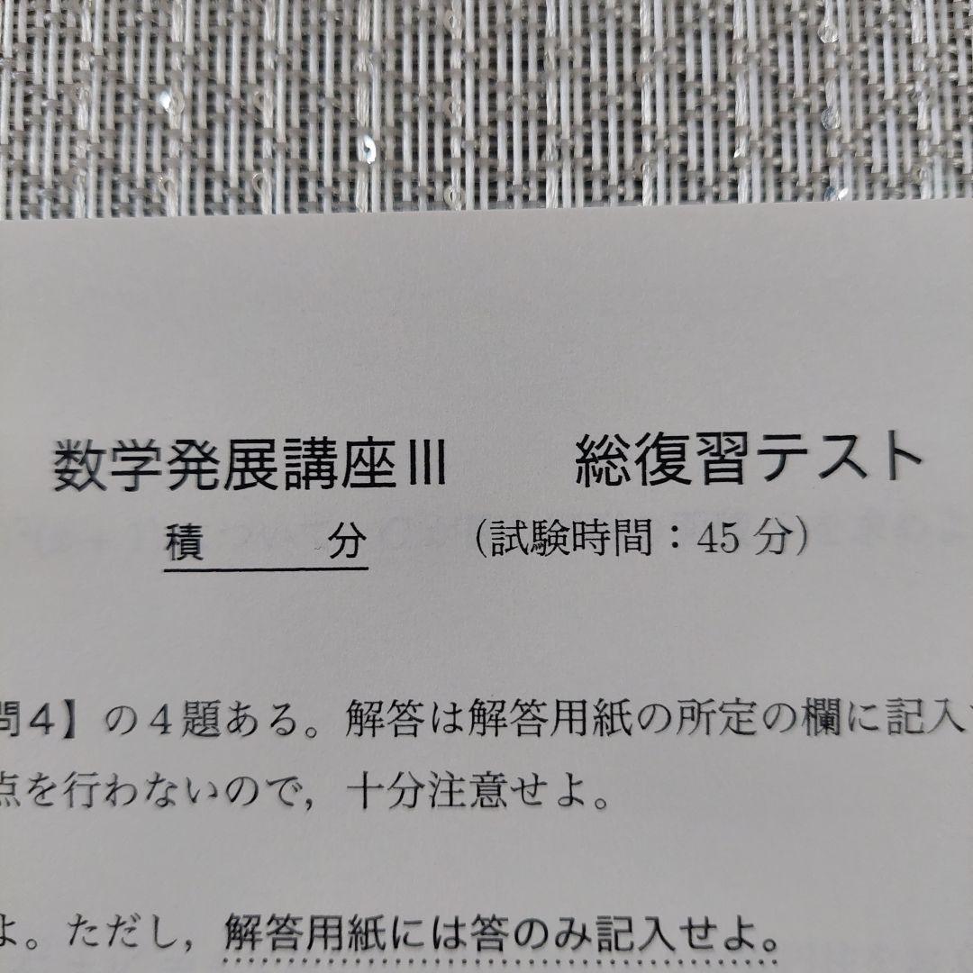 鉄緑会 高2数Ⅲ 数学発展講座Ⅲ 積分 総復習テスト 追試 セット