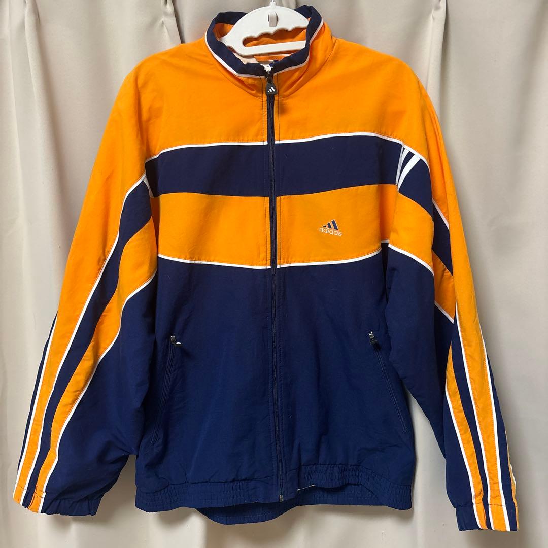 Eve着用 adidas ヴィンテージナイロンジャケット 90s 90年代 90s アディダス エキップメント スポーツ 紺 ネイビー 白