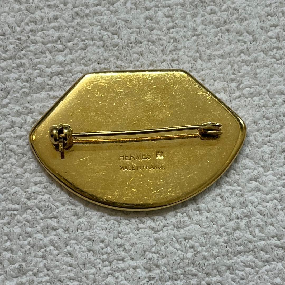 HERMES エマイユ 七宝焼き 豹 レオパード ブローチ エルメス ブルー