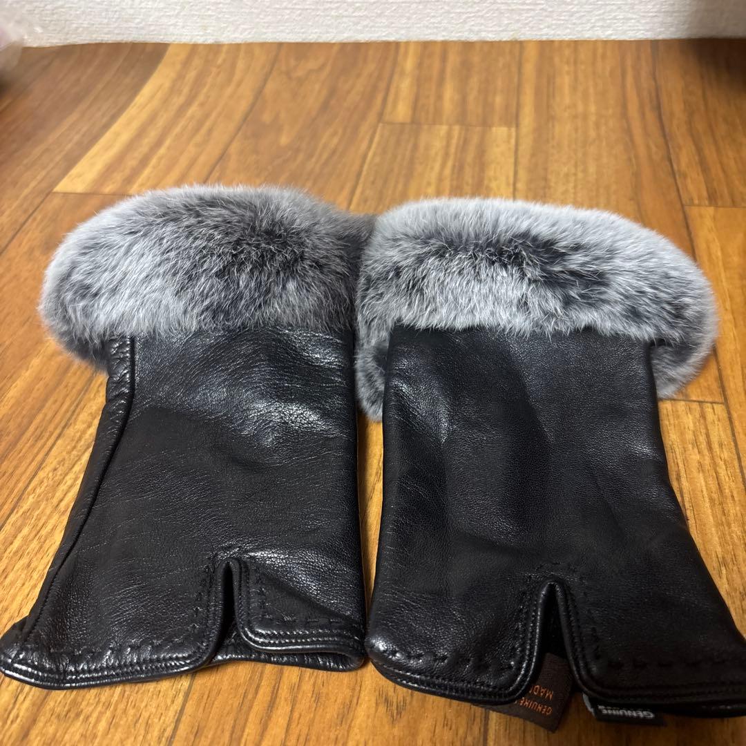 Sermoneta ラビットファー レザー フィンガーレスグローブ - メルカリ