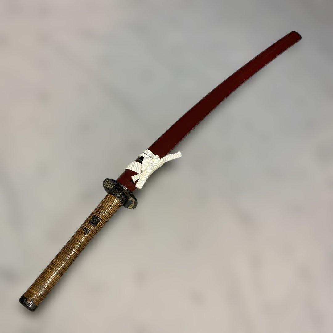 高級模造大刀 藤巻柄 竹笹図木瓜鍔 小豆色呂鞘 - メルカリ