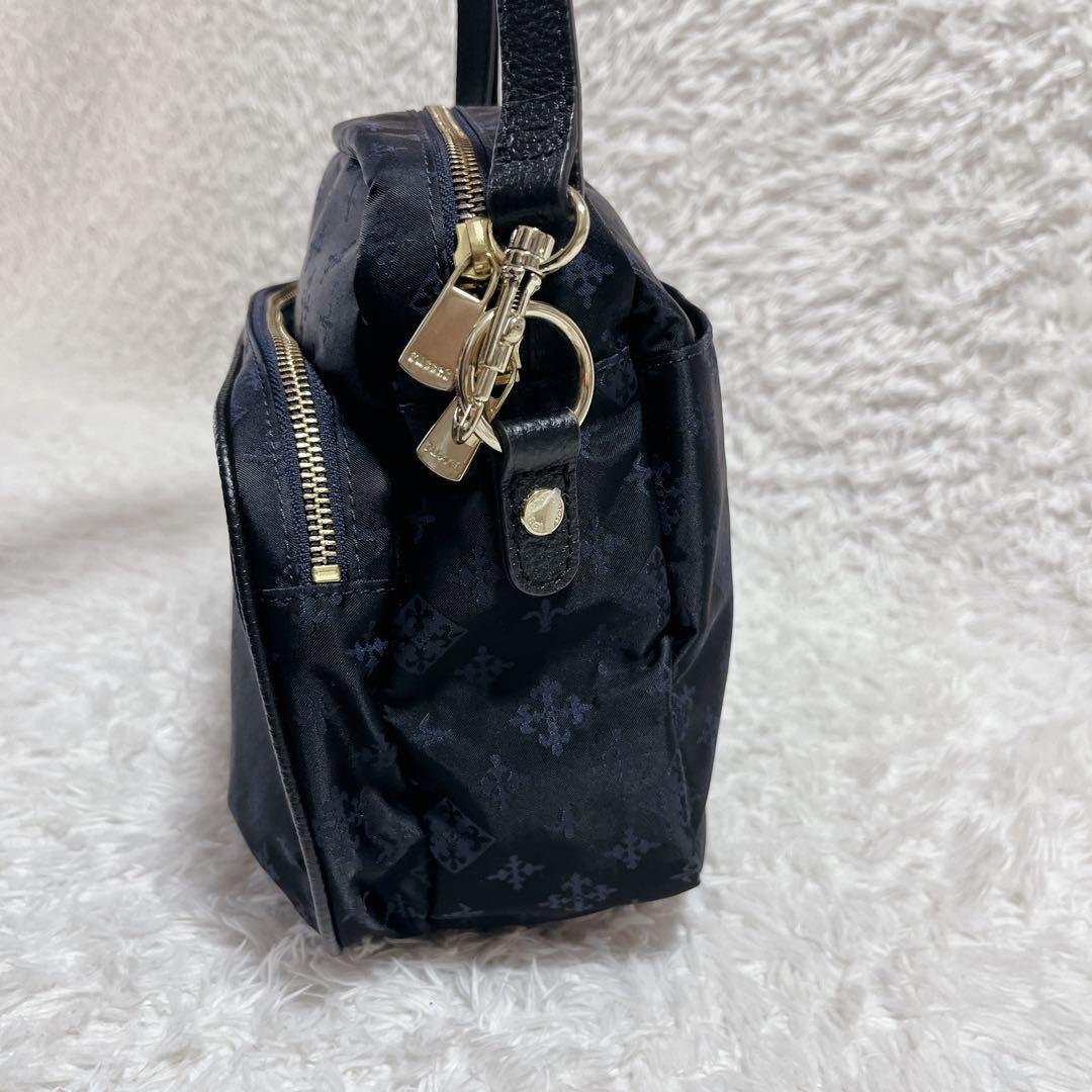 未使用品✨russet ショルダーバッグ モノグラム 総柄 紺 ロゴ金具 保存