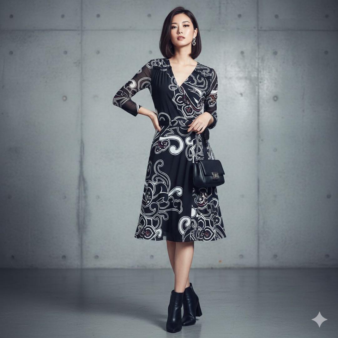 極美品☆ヴィヴィアンタム パワーネット ワンピース カシュクール 黒