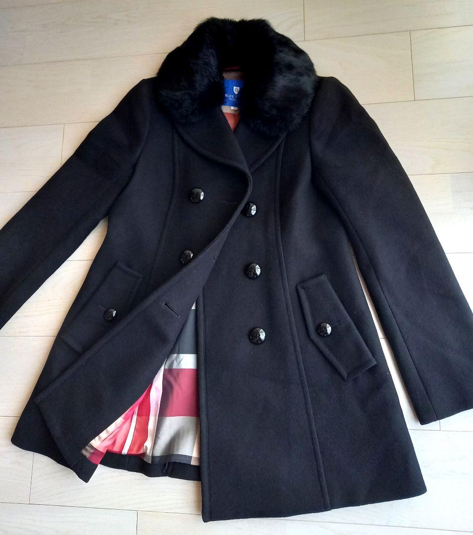 ブルーレーベルクレストブリッジ 極美品✨️ファー付きコート2WAY 40 L 黒 ブルーレーベル クレストブリッジ BLUE LABEL CRESTBRIDGE ダウン