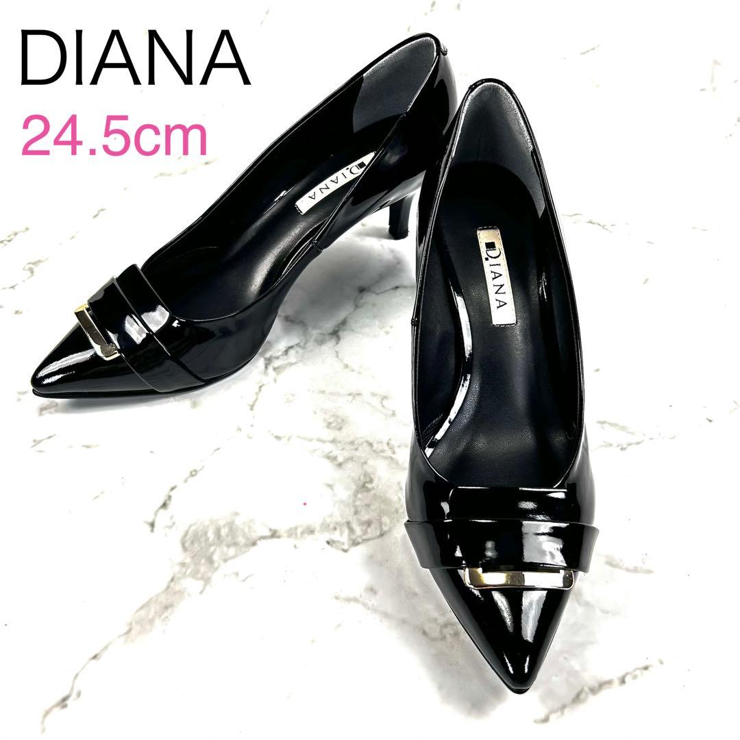新品】DIANA ポインテッドトゥ エナメル パンプス ブラック 24.5