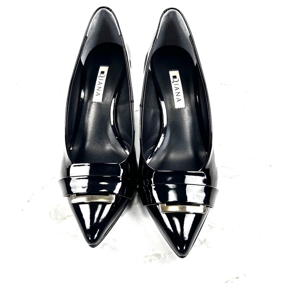 新品】DIANA ポインテッドトゥ エナメル パンプス ブラック 24.5