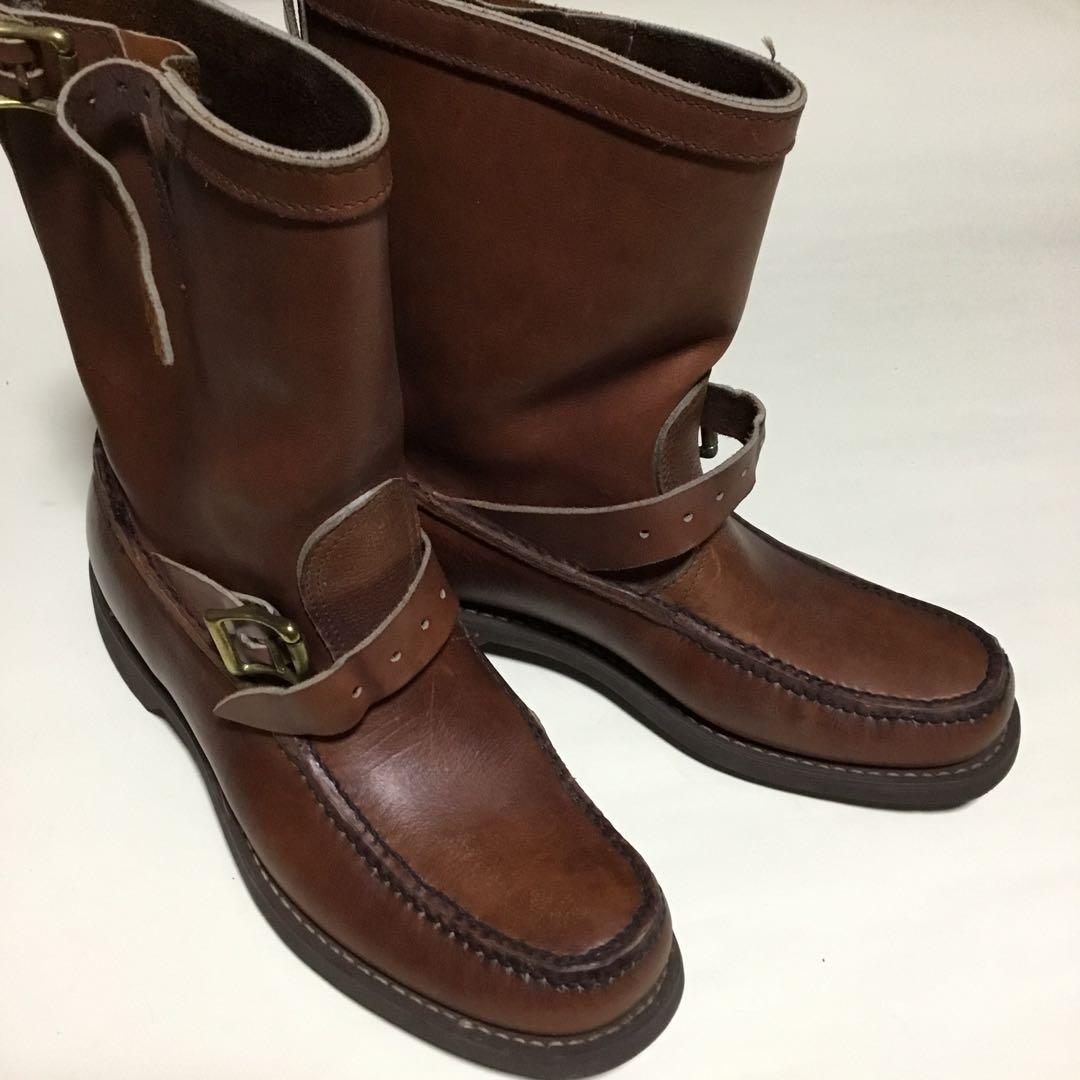 ブラウンレザー ミドルブーツ バックル付きラッセルモカシンスネークブーツゴーキー ラッセルモカシン スネークブーツ | HOPESMORE