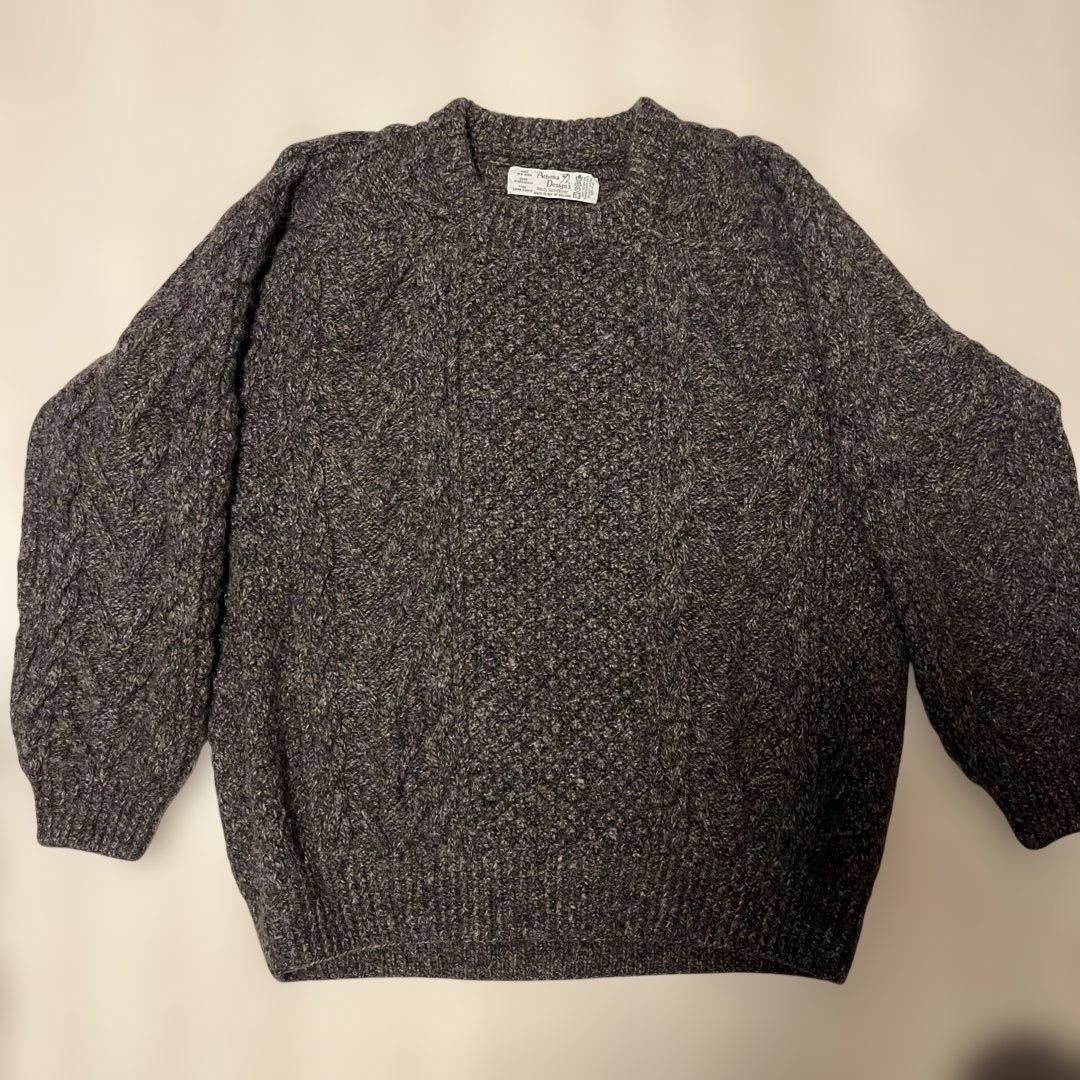 Athena Designs アラン模様 ニットセーター　ブラウン基調　古着 アテナデザイン アランニット #ブラウン サイズ36 | Bon Vieux