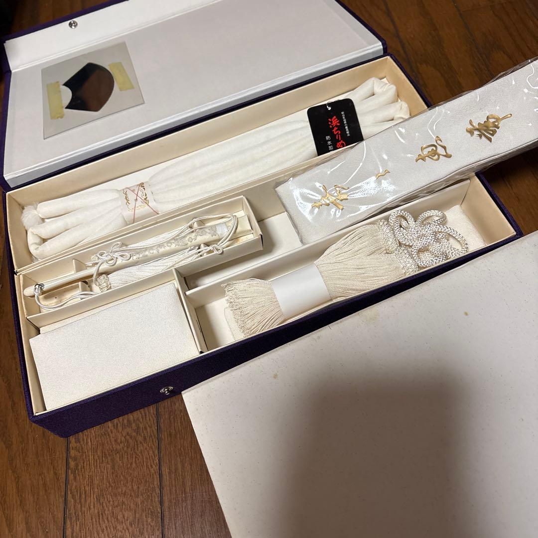 レア　特別出品　白無垢、打掛用　箱せこセット　帯締め二点、懐剣、扇　帯他 fdd05e02b9ec9fe033589af6f519ea