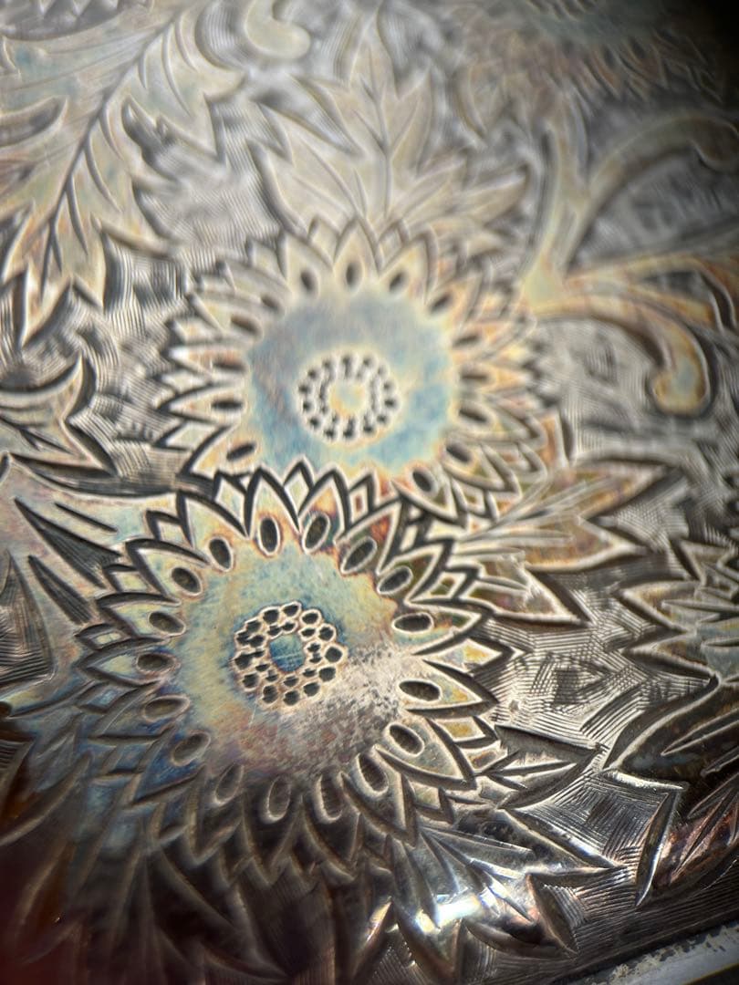 純銀刻印 アンティーク 銀製 シガレットケース 120g 彫金 手彫り