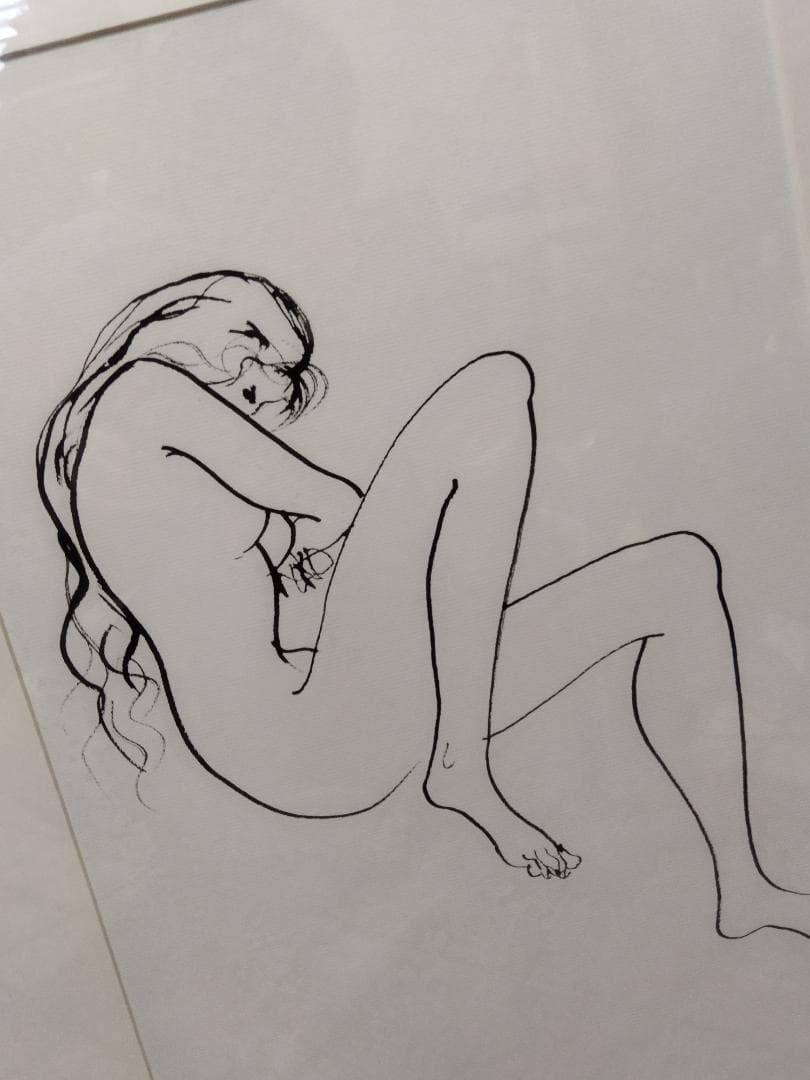 古沢岩美　裸婦　額装　婦人像