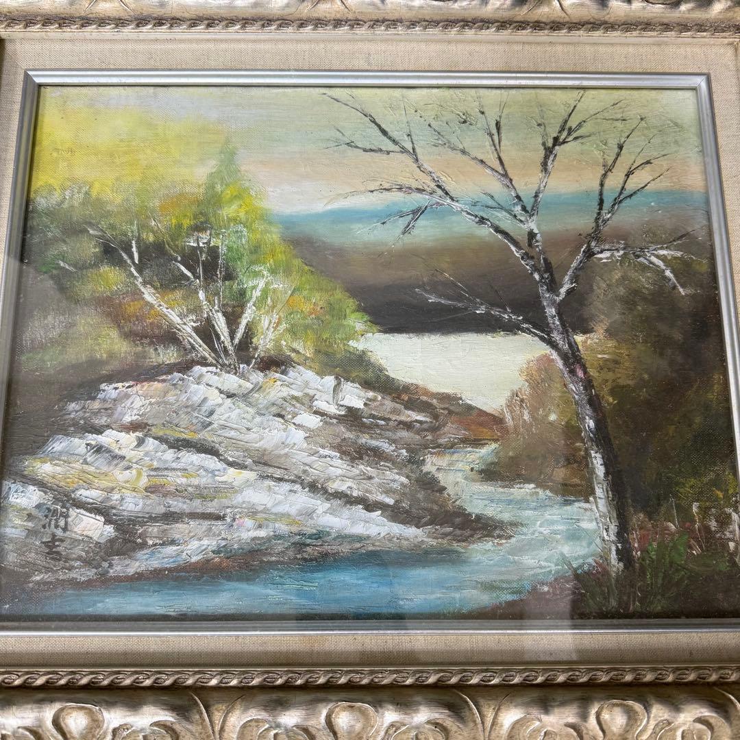 絵画 向井潤吉 山間の小川 油彩 油絵 風景画 山水の通販｜www