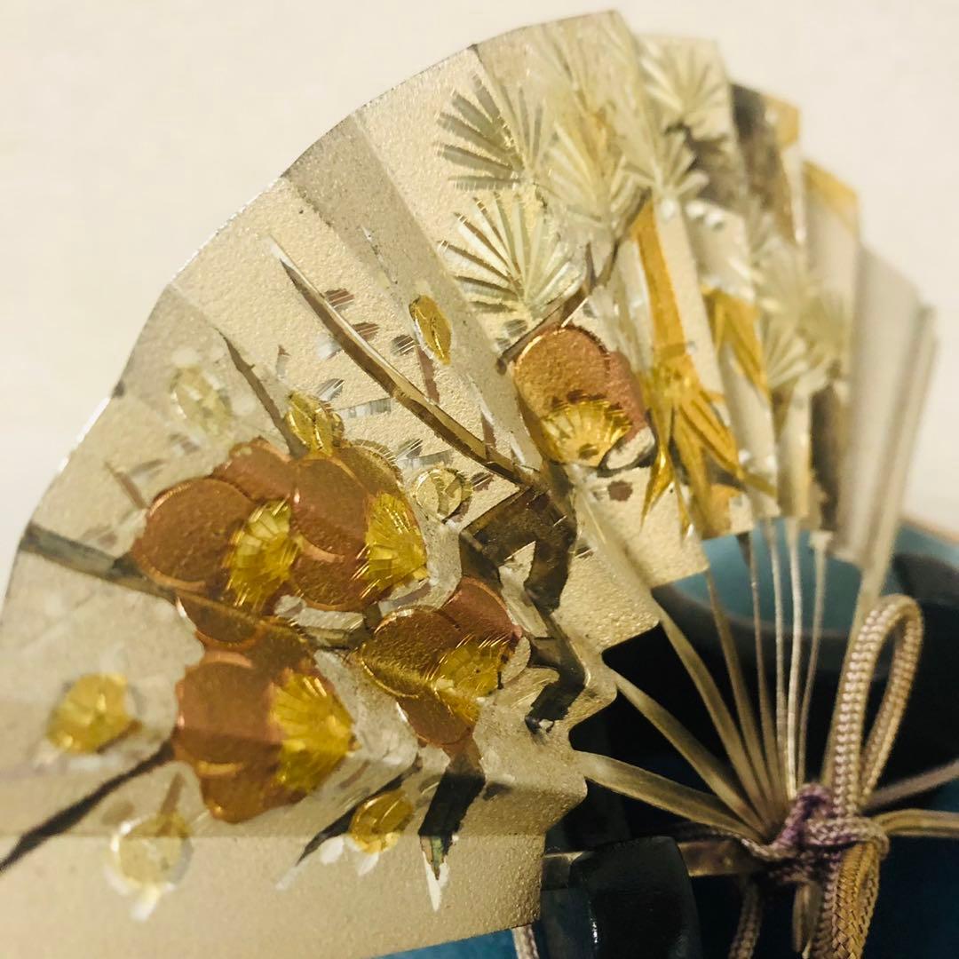 E26骨董品✨ 武比古作 純銀製 扇飾り 木製ガラスケース 置物21g - メルカリ