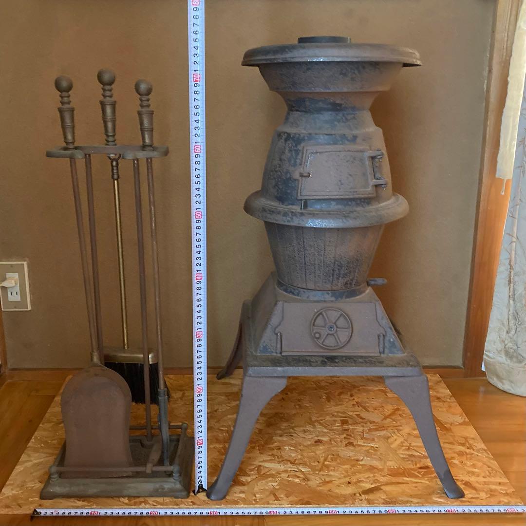 古いファイヤーツールセット 薪ストーブ 暖炉 スタンド 真鍮 鉄製