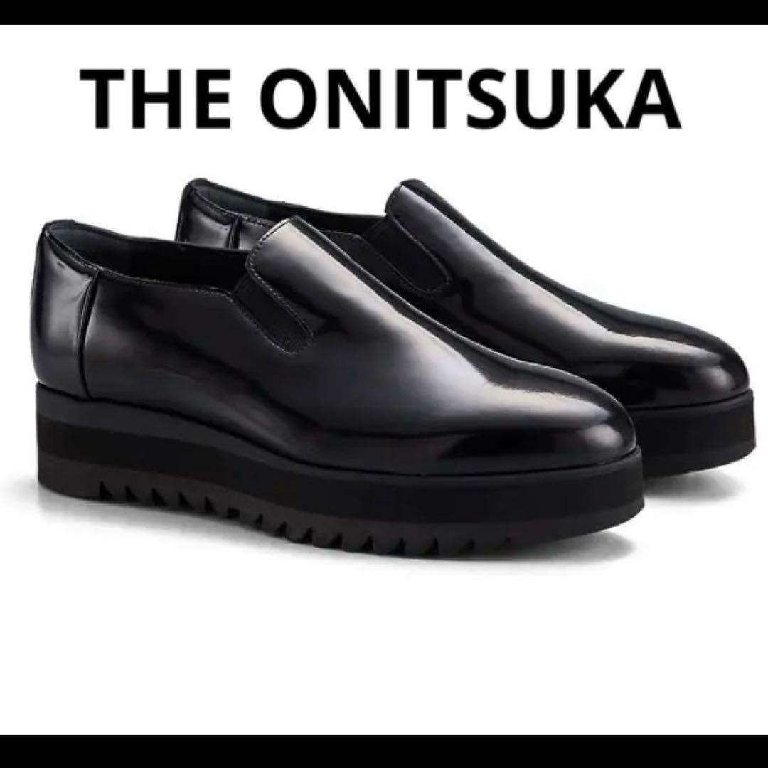 美品THE ONITSUKA SLIP ON 24.5 ブラック ローファー THE ONITSUKA 代官山)THE ジオニツカ オニツカタイガー ビット