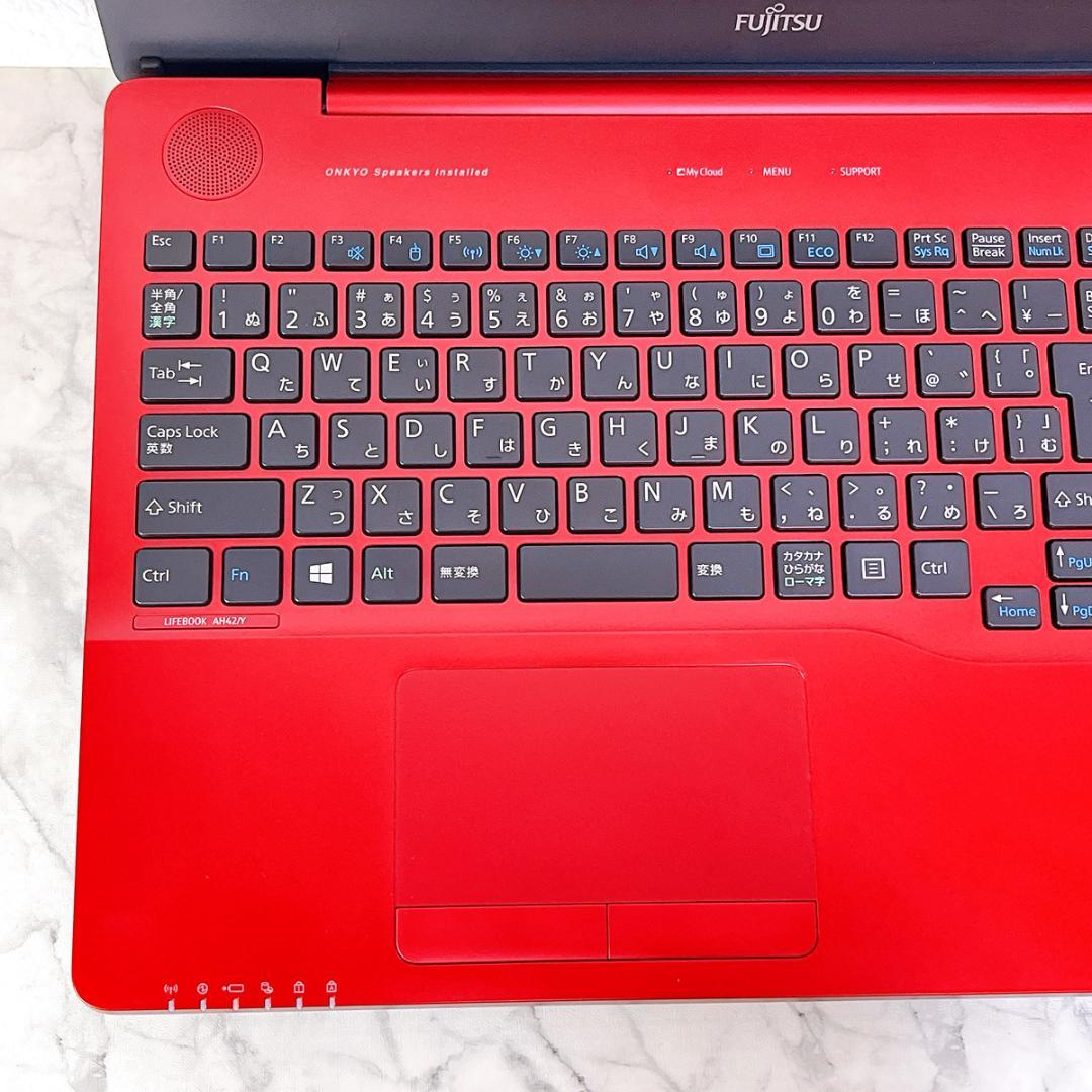 美品✨綺麗な赤✨爆速SSD薄型ノートパソコン✨Windows11カメラ