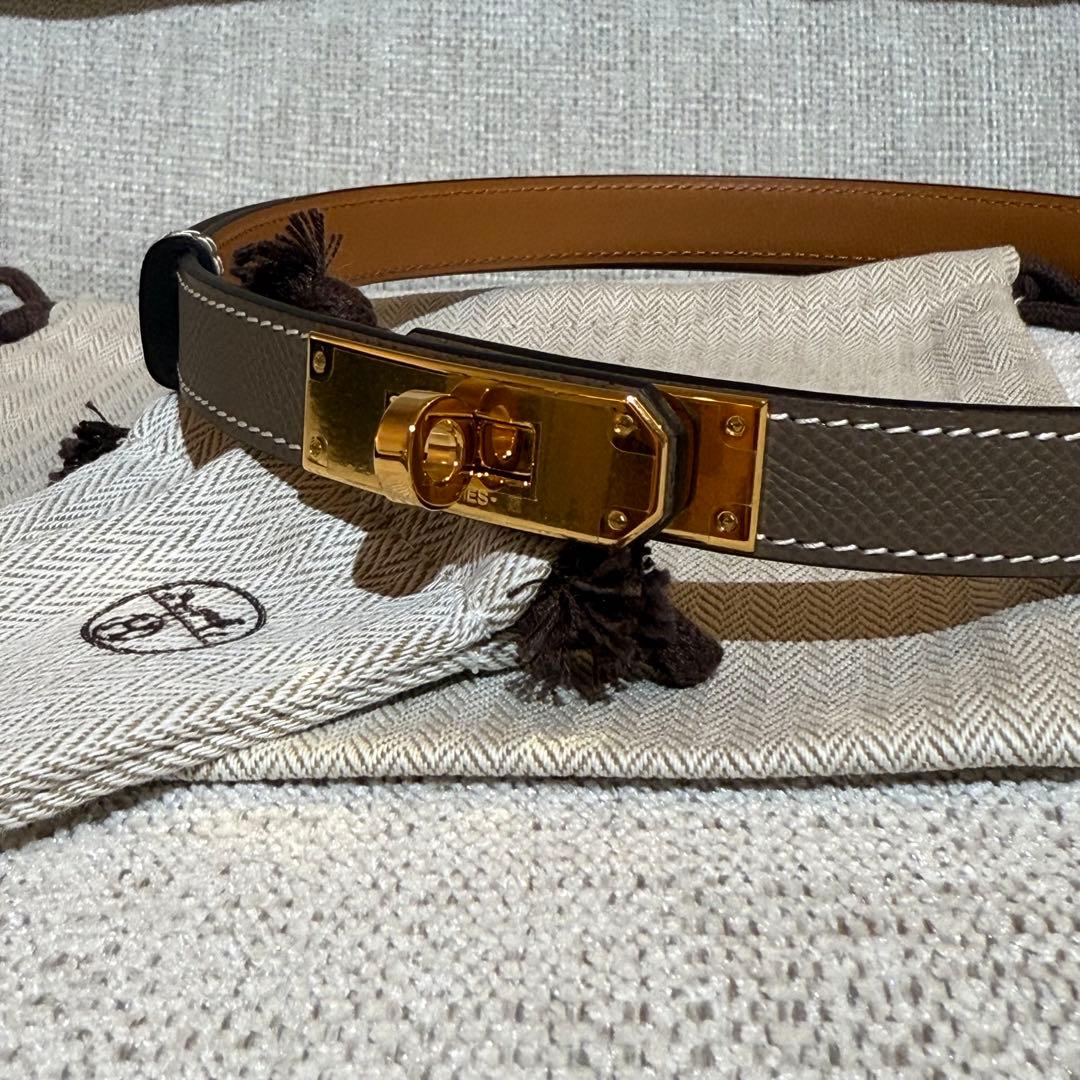 新品未使用】HERMES ケリーベルト エトゥープ ピンクゴールド エルメス