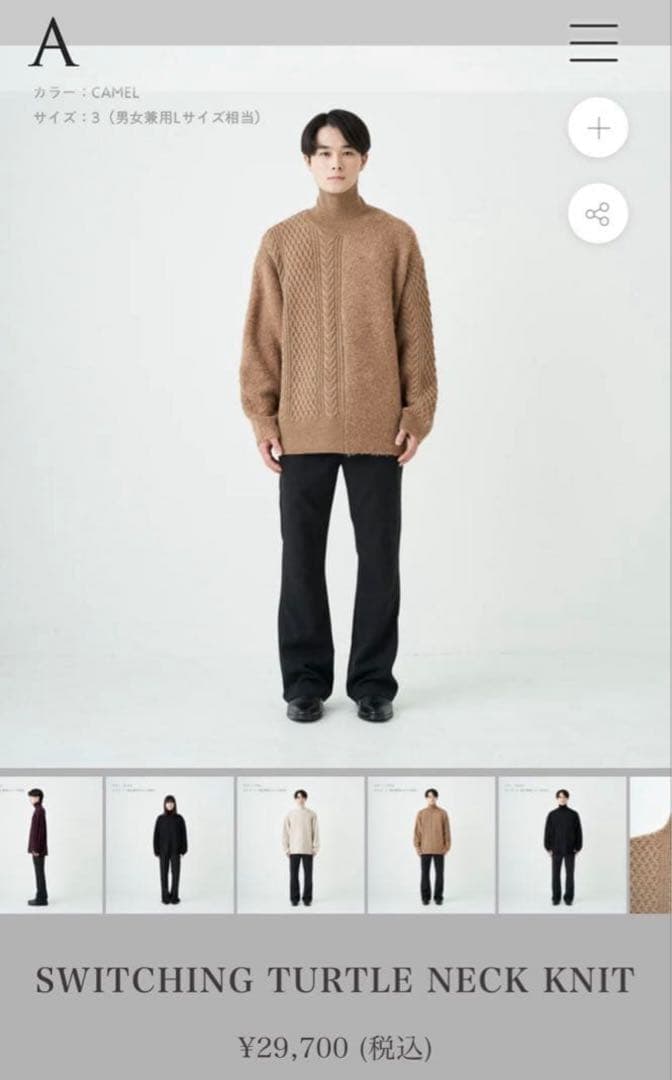 佐藤健abyts タートルネック ベージュ 本人着用 サイズ1 佐藤健着用