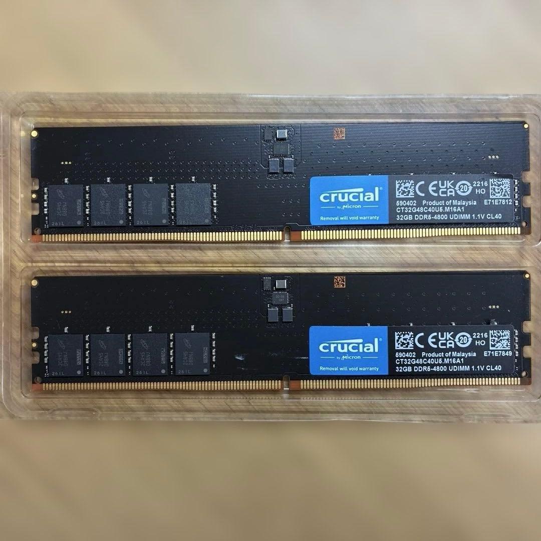 Crucial DDR5 メモリー 32GB×2 キット　4800Hz 1.1V