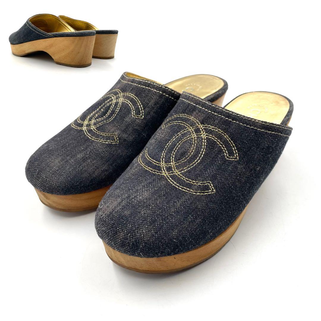 シャネル デニム サンダル サボ ココマーク インディゴブルー 36 付属なし 楽天市場】シャネル CHANEL コットンデニム ココマーク サボ サンダル