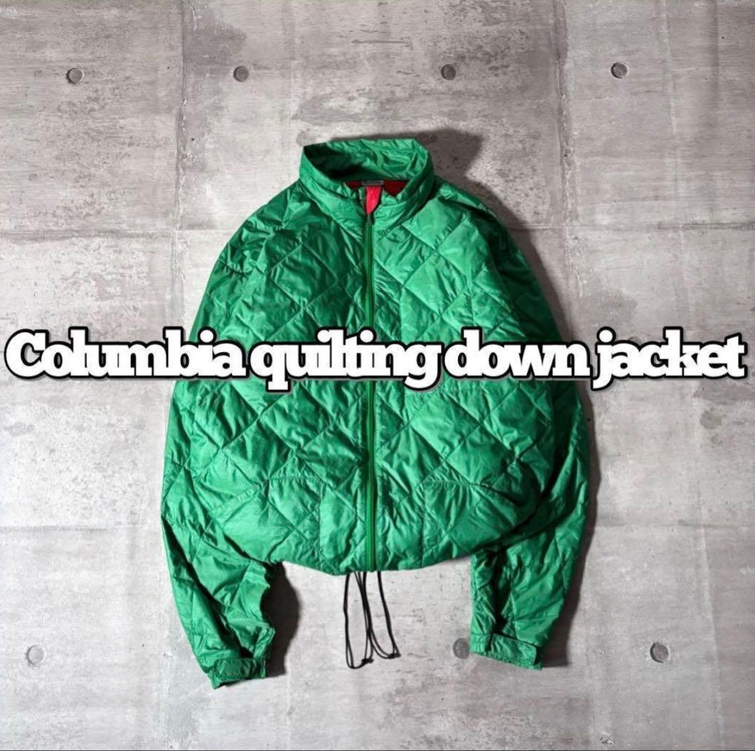 Columbia ダイヤキルト ダウンジャケット 短丈 ドローコード y2k 緑