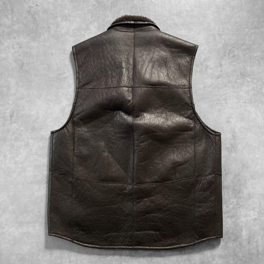 aofu様 ニチロ 毛皮 Sheep House ムートン レザーベスト L 茶 - メルカリ