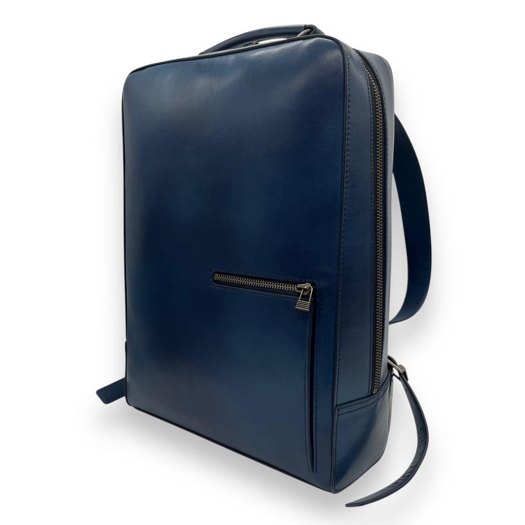 極美品□マザーハウス アンティーク スクエア バックパック ネイビー