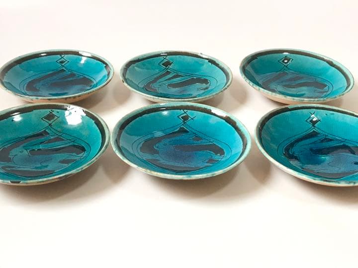 作家物 人間国宝 加藤土師萌 青釉 兎文 卯年 五寸皿