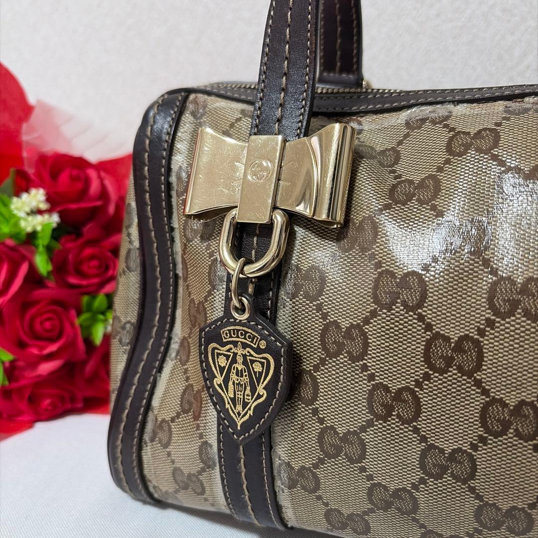 GUCCI グッチ GG柄 アビー リボン GGクリスタル ミニボストンバッグ