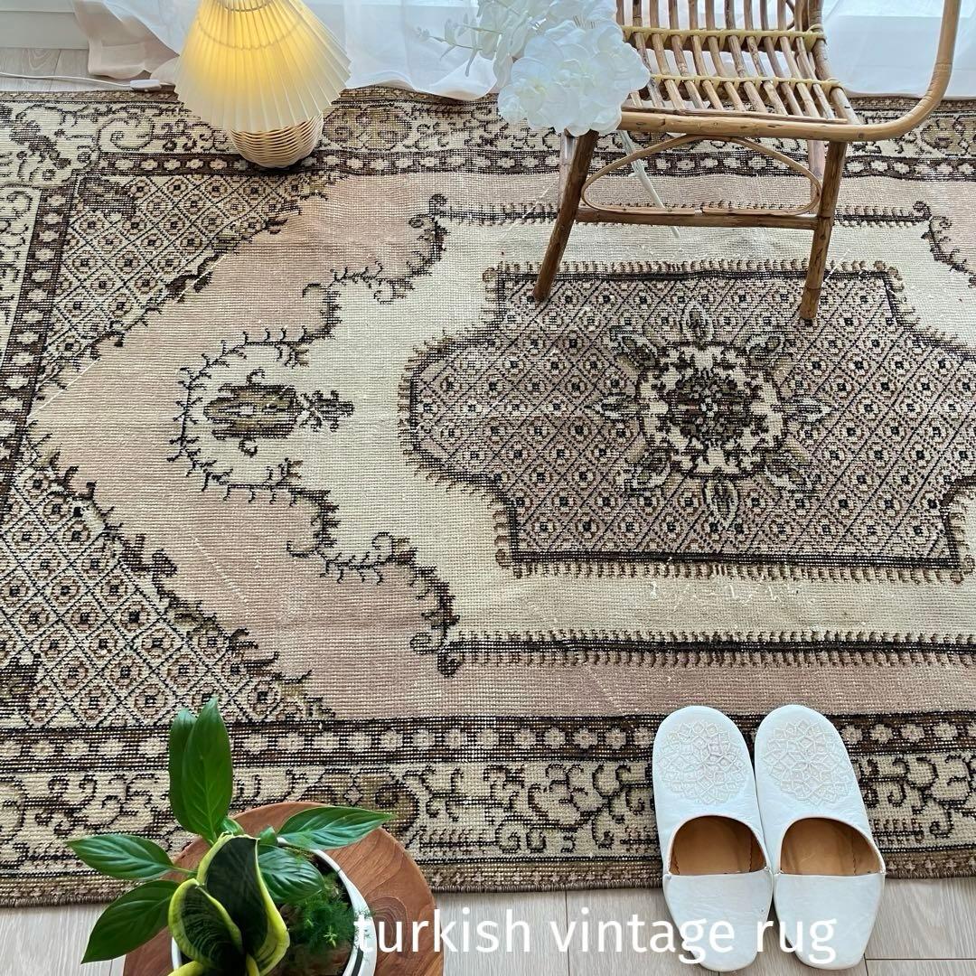 貴重／クラシカル116×211キャラメルココアリッチトルコヴィンテージラグ