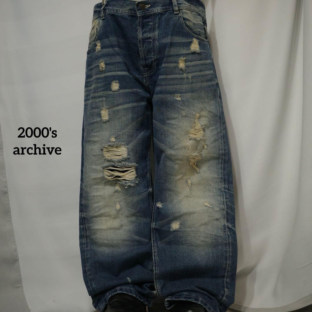 2000's archive grunge denim pants y2k - メルカリ