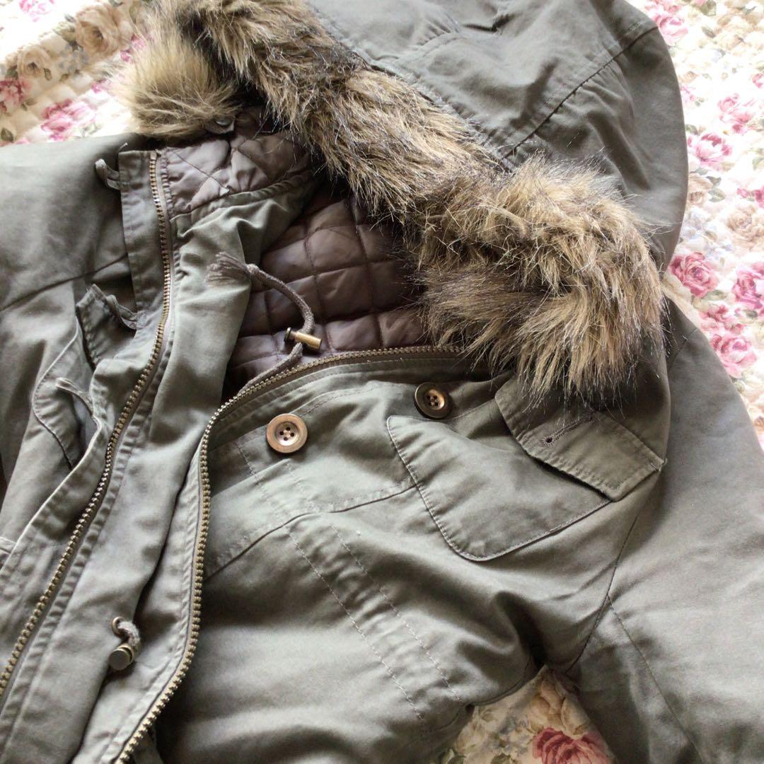 y2k エコファーフード付 モッズコート グランジフェアリー 森ガール