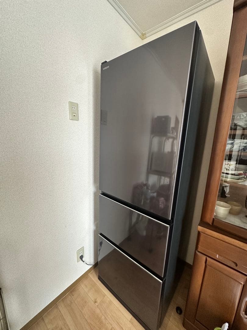HITACHI 冷蔵庫 R-V38KVL 375L 2019年製 日立 冷蔵庫 375L 左開き 3ドア 幅60cm シンプルデザイン うるおい野菜
