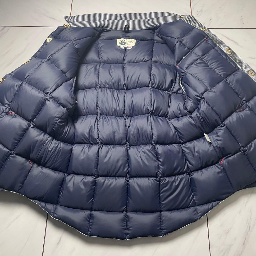 クレセントダウンワークス ボーイズマーケット別注 ダウンシャツ 紺白