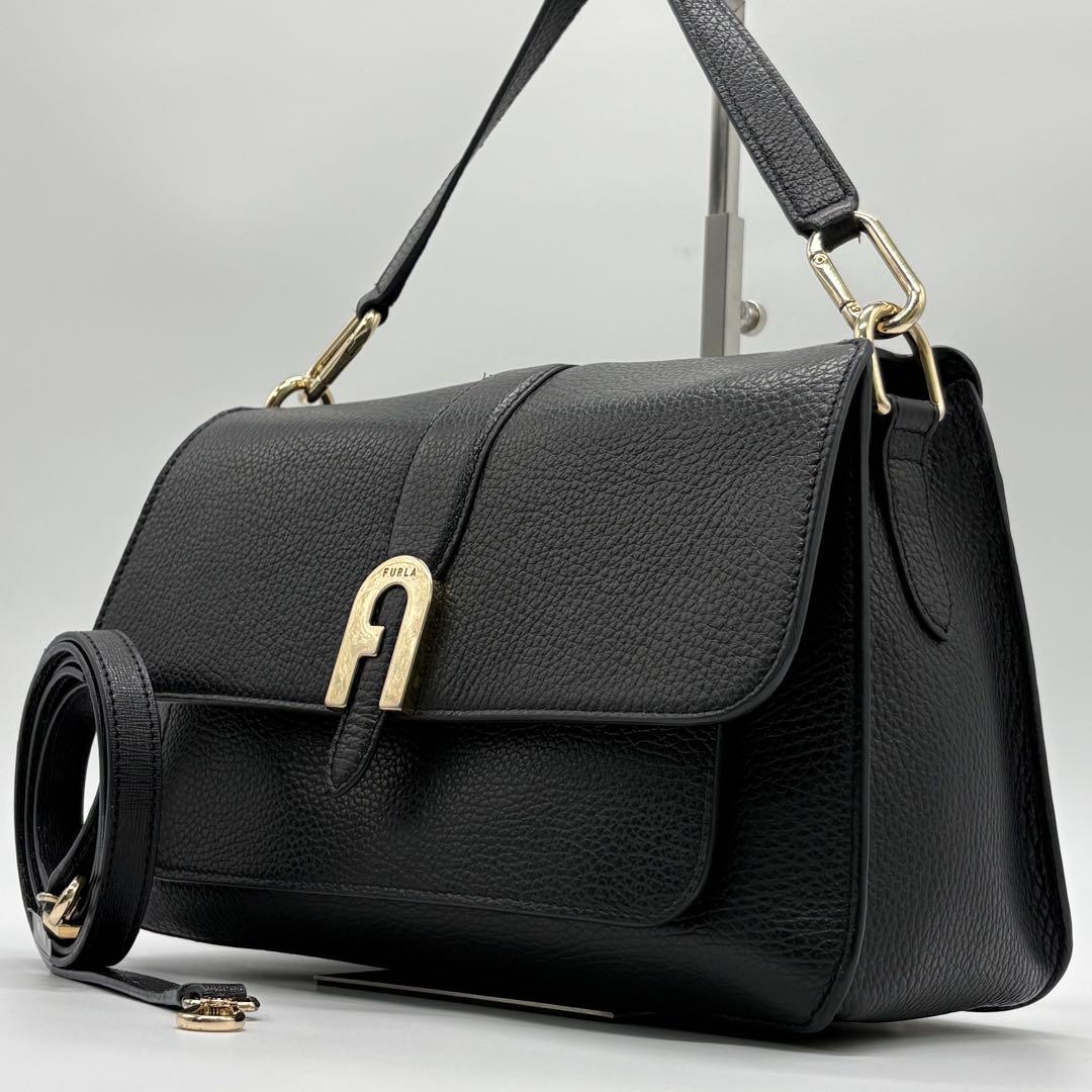 美品✨フルラ ショルダーバッグ 2way ソフィアグレイニー レザー ブラック FURLA（フルラ）の「FURLA SOFIA GRAINY MINI CROSSBODY（ショルダー