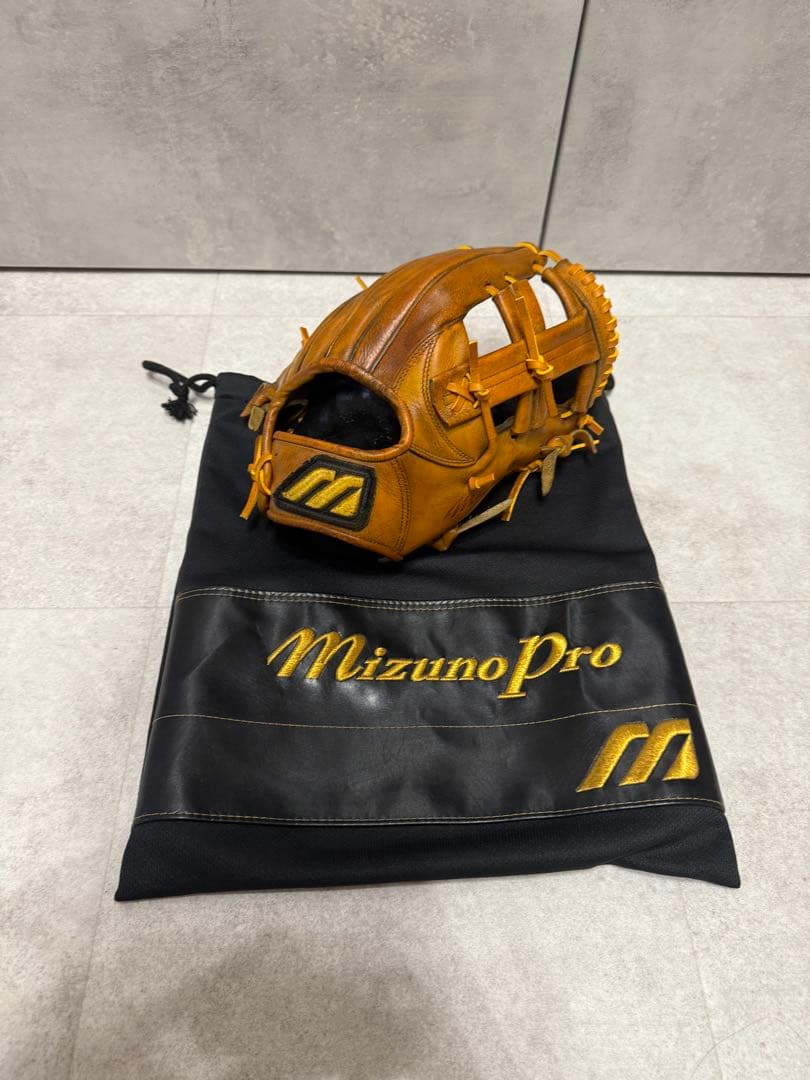 Mizuno Pro ミズノプロ　硬式野球グローブ　袋付き Mizuno Pro ミズノプロ 硬式 グローブ 長岡モデル 内野 波賀 日本製