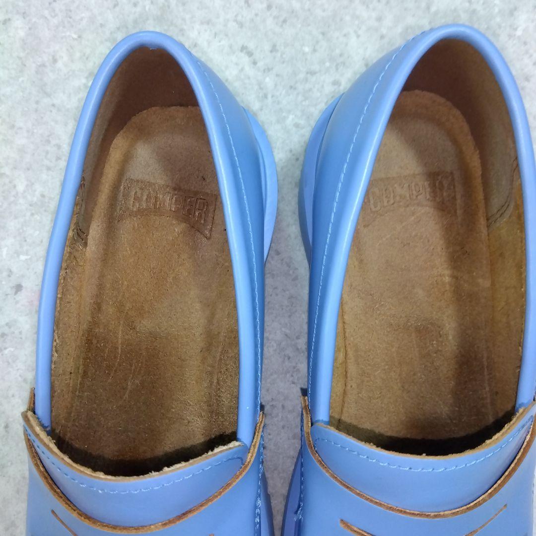 美品CAMPER カンペール 水色 厚底ローファー37 - メルカリ
