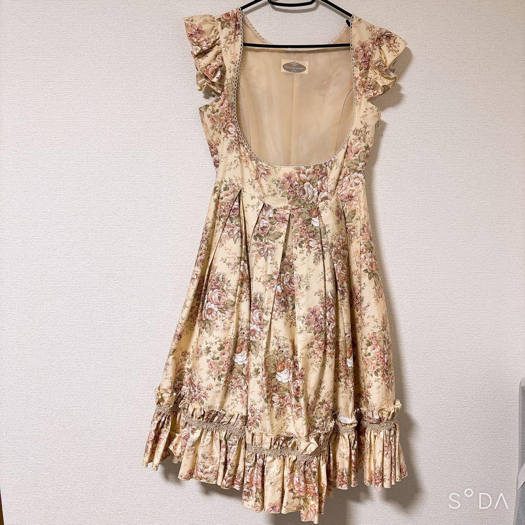 l*i様 クラシカルブーケエプロンフリルドレス ミスティベージュ