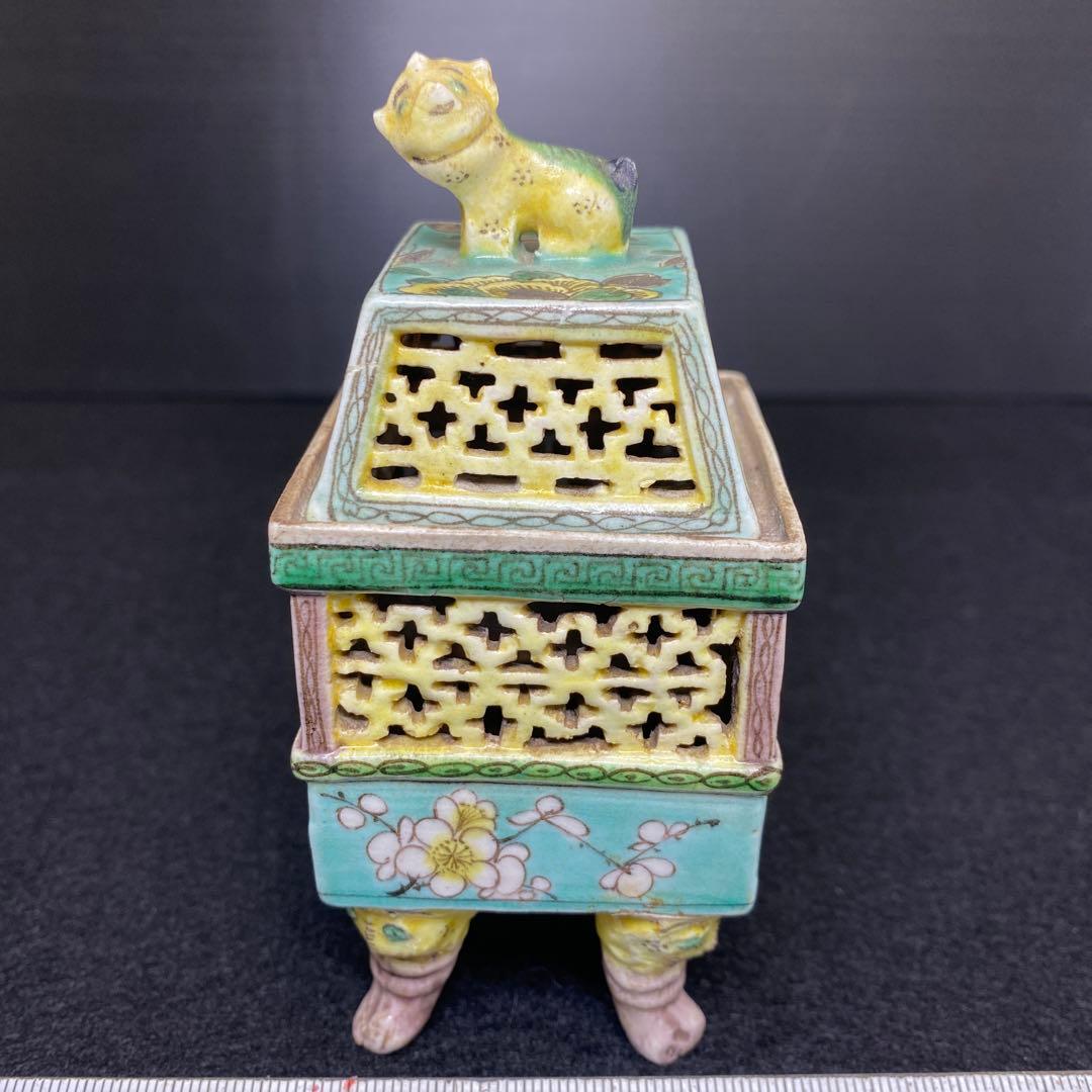 中国古玩　粉彩透香炉　トヒオ　高さ約11.5㎝　東里8-0130① kouro002a.jpg