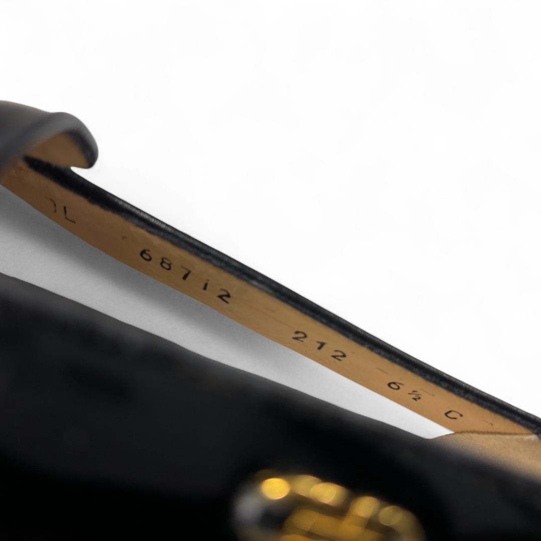 美品 フェラガモ ガンチーニ フラットシューズ 黒 6.5C 約24cm