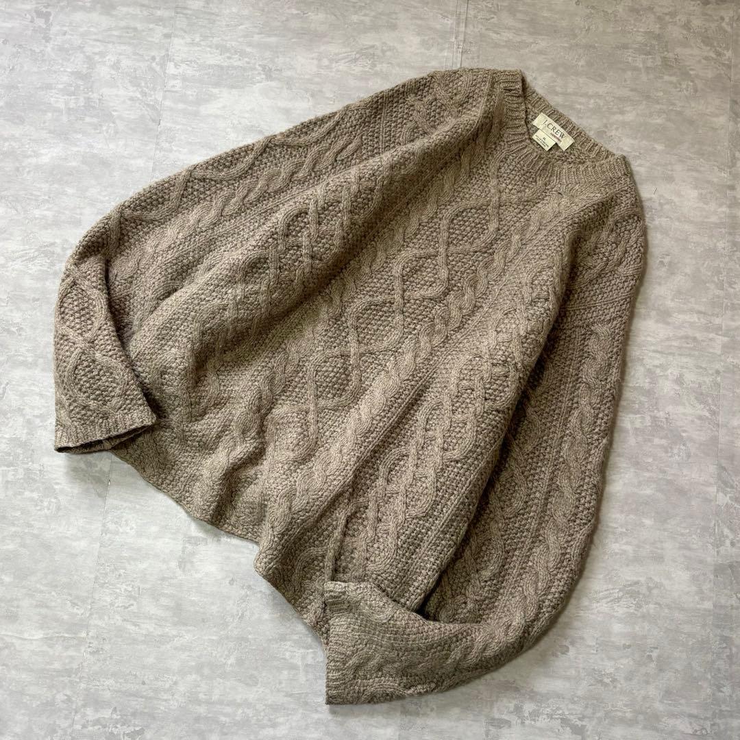 00s J.CREW アラン編み ウールニット ハンドニット 手編み ケーブル J.PRESS YORK STREET セーター ニット 「UNISEX」アランケーブル
