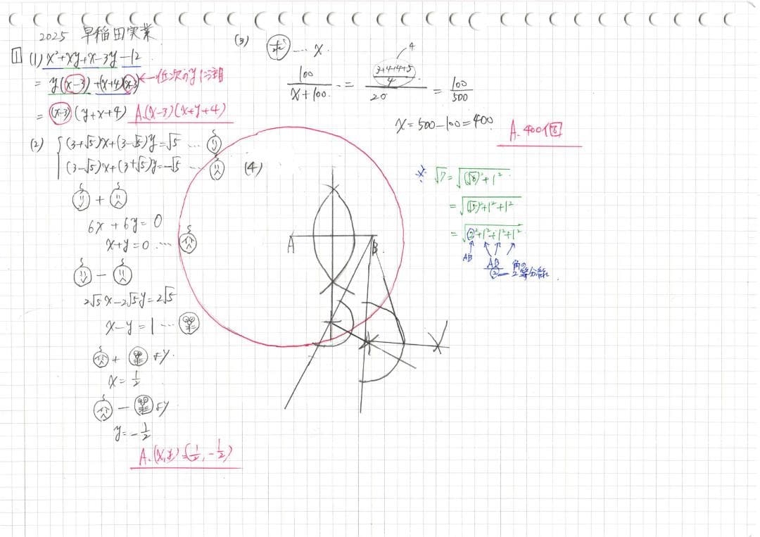 今だけ割引 塾講師オリジナル数学解説 早稲田実業 高校入試 過去問2008-25