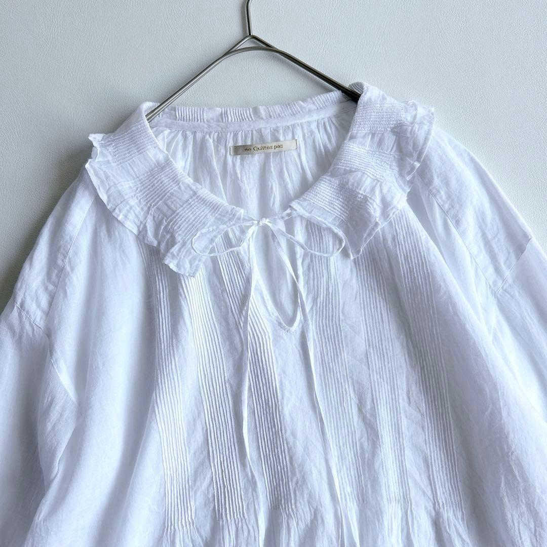 ☆美品☆ヌキテパ 五明祐子さんコラボ 衿フリルブラウス シアー